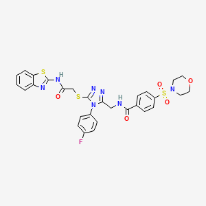 molecular formula C29H26FN7O5S3 B2407555 N-((5-((2-(benzo[d]thiazol-2-ylamino)-2-oxoethyl)thio)-4-(4-fluorophenyl)-4H-1,2,4-triazol-3-yl)methyl)-4-(morpholinosulfonyl)benzamide CAS No. 310427-55-5