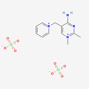 molecular formula C12H16Cl2N4O8 B2407565 4-Amino-1,2-dimethyl-5-(pyridin-1-ium-1-ylmethyl)pyrimidin-1-ium diperchlorate CAS No. 86045-97-8