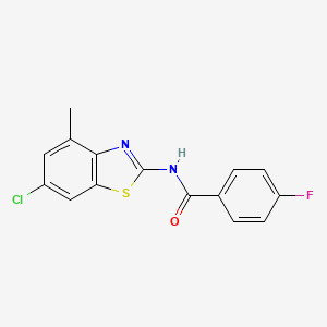 molecular formula C15H10ClFN2OS B2407574 N-(6-chloro-4-methyl-1,3-benzothiazol-2-yl)-4-fluorobenzamide CAS No. 912760-40-8