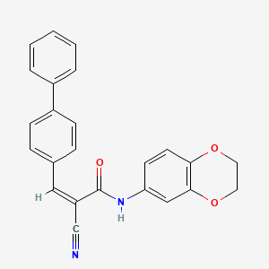 (Z)-2-Cyano-N-(2,3-dihydro-1,4-benzodioxin-6-yl)-3-(4-phenylphenyl)prop-2-enamide