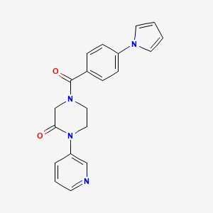 molecular formula C20H18N4O2 B2407590 4-(4-(1H-pyrrol-1-yl)benzoyl)-1-(pyridin-3-yl)piperazin-2-one CAS No. 2097867-52-0