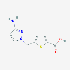molecular formula C9H9N3O2S B2407594 5-[(3-amino-1H-pyrazol-1-yl)methyl]thiophene-2-carboxylic acid CAS No. 1245806-66-9
