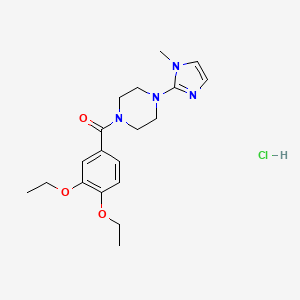 molecular formula C19H27ClN4O3 B2407605 (3,4-二乙氧基苯基)(4-(1-甲基-1H-咪唑-2-基)哌嗪-1-基)甲酮盐酸盐 CAS No. 1216740-25-8