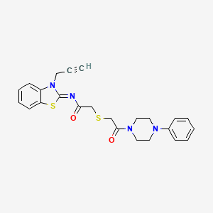 2-[2-oxo-2-(4-phenylpiperazin-1-yl)ethyl]sulfanyl-N-(3-prop-2-ynyl-1,3-benzothiazol-2-ylidene)acetamide