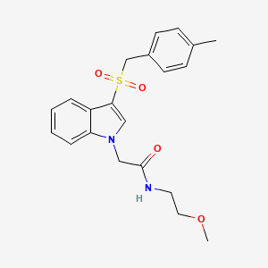 molecular formula C21H24N2O4S B2407628 N-(2-methoxyethyl)-2-(3-((4-methylbenzyl)sulfonyl)-1H-indol-1-yl)acetamide CAS No. 878063-24-2