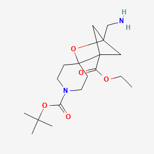molecular formula C18H30N2O5 B2407639 1-O'-Tert-butyl 4-O-ethyl 1-(aminomethyl)spiro[2-oxabicyclo[2.1.1]hexane-3,4'-piperidine]-1',4-dicarboxylate CAS No. 2243515-98-0
