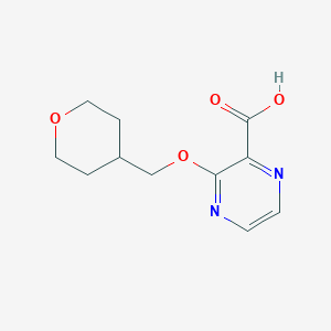 molecular formula C11H14N2O4 B2407655 3-[(四氢-2H-吡喃-4-基)甲氧基]吡嗪-2-羧酸 CAS No. 1480939-81-8