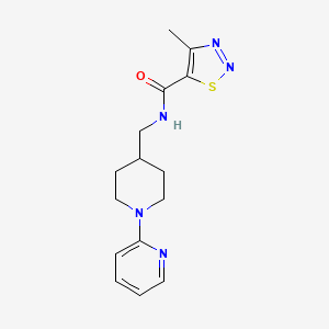 molecular formula C15H19N5OS B2407656 4-methyl-N-((1-(pyridin-2-yl)piperidin-4-yl)methyl)-1,2,3-thiadiazole-5-carboxamide CAS No. 1234893-89-0