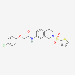 molecular formula C21H19ClN2O4S2 B2407657 2-(4-氯苯氧基)-N-(2-(噻吩-2-基磺酰基)-1,2,3,4-四氢异喹啉-7-基)乙酰胺 CAS No. 954659-03-1