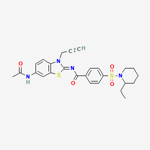 molecular formula C26H28N4O4S2 B2407659 N-(6-乙酰氨基-3-丙-2-炔基-1,3-苯并噻唑-2-基亚甲基)-4-(2-乙基哌啶-1-基)磺酰苯甲酰胺 CAS No. 865183-04-6