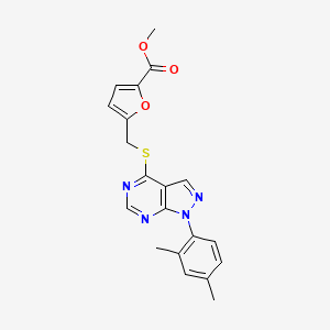 molecular formula C20H18N4O3S B2407662 5-[[1-(2,4-dimetilfenil)pirazolo[3,4-d]pirimidin-4-il]sulfanilmetil]furano-2-carboxilato de metilo CAS No. 893929-29-8