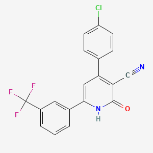 molecular formula C19H10ClF3N2O B2407668 4-(4-氯苯基)-2-羟基-6-[3-(三氟甲基)苯基]烟腈 CAS No. 478261-46-0