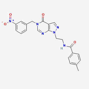 molecular formula C22H20N6O4 B2407678 4-methyl-N-(2-(5-(3-nitrobenzyl)-4-oxo-4,5-dihydro-1H-pyrazolo[3,4-d]pyrimidin-1-yl)ethyl)benzamide CAS No. 921918-04-9