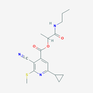 molecular formula C17H21N3O3S B2407683 1-(Propylcarbamoyl)ethyl 3-cyano-6-cyclopropyl-2-(methylsulfanyl)pyridine-4-carboxylate CAS No. 1090696-72-2