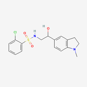 molecular formula C17H19ClN2O3S B2407688 2-chloro-N-(2-hydroxy-2-(1-methylindolin-5-yl)ethyl)benzenesulfonamide CAS No. 1706401-37-7