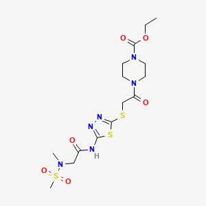 ethyl 4-(2-((5-(2-(N-methylmethylsulfonamido)acetamido)-1,3,4-thiadiazol-2-yl)thio)acetyl)piperazine-1-carboxylate