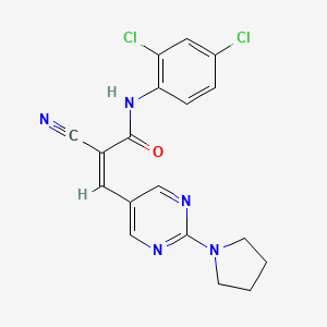 (Z)-2-cyano-N-(2,4-dichlorophenyl)-3-(2-pyrrolidin-1-ylpyrimidin-5-yl)prop-2-enamide