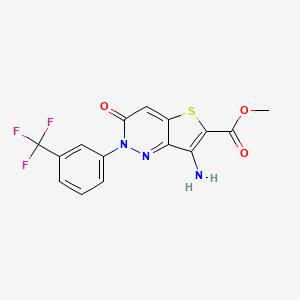 molecular formula C15H10F3N3O3S B2407695 7-氨基-3-氧代-2-[3-(三氟甲基)苯基]-2,3-二氢噻吩并[3,2-c]嘧啶-6-羧酸甲酯 CAS No. 338395-81-6