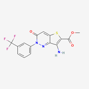 molecular formula C15H10F3N3O3S B2407695 Methyl 7-amino-3-oxo-2-[3-(trifluoromethyl)phenyl]-2,3-dihydrothieno[3,2-c]pyridazine-6-carboxylate CAS No. 338395-81-6