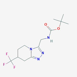 molecular formula C13H19F3N4O2 B2407697 Tert-butyl ((7-(trifluoromethyl)-5,6,7,8-tetrahydro-[1,2,4]triazolo[4,3-a]pyridin-3-yl)methyl)carbamate CAS No. 2034155-59-2