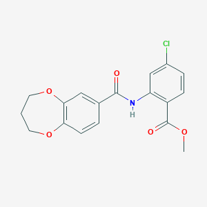 molecular formula C18H16ClNO5 B2407703 2-(2H,3H,4H-ベンゾ[b]1,4-ジオキセピン-7-イルカルボニルアミノ)-4-クロロ安息香酸メチル CAS No. 853891-22-2