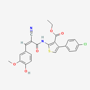 molecular formula C24H19ClN2O5S B2407705 Ethyl 4-(4-chlorophenyl)-2-[[(Z)-2-cyano-3-(4-hydroxy-3-methoxyphenyl)prop-2-enoyl]amino]thiophene-3-carboxylate CAS No. 380457-75-0