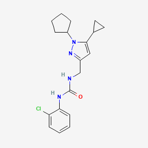 molecular formula C19H23ClN4O B2407717 1-(2-氯苯基)-3-((1-环戊基-5-环丙基-1H-吡唑-3-基)甲基)脲 CAS No. 1448028-92-9