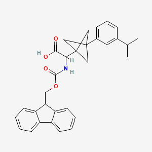 molecular formula C31H31NO4 B2407719 2-(9H-Fluoren-9-ylmethoxycarbonylamino)-2-[3-(3-propan-2-ylphenyl)-1-bicyclo[1.1.1]pentanyl]acetic acid CAS No. 2287263-28-7