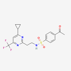 4-acetyl-N-(2-(4-cyclopropyl-6-(trifluoromethyl)pyrimidin-2-yl)ethyl)benzenesulfonamide