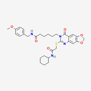 6-[6-[2-(cyclohexylamino)-2-oxoethyl]sulfanyl-8-oxo-[1,3]dioxolo[4,5-g]quinazolin-7-yl]-N-[(4-methoxyphenyl)methyl]hexanamide