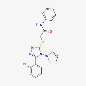 molecular formula C20H16ClN5OS B2407737 2-[[5-(2-chlorophenyl)-4-pyrrol-1-yl-1,2,4-triazol-3-yl]sulfanyl]-N-phenylacetamide CAS No. 886923-31-5