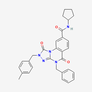 molecular formula C30H29N5O3 B2407742 4-benzyl-N-cyclopentyl-2-(4-methylbenzyl)-1,5-dioxo-1,2,4,5-tetrahydro[1,2,4]triazolo[4,3-a]quinazoline-8-carboxamide CAS No. 1242967-98-1