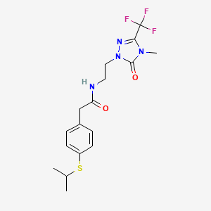 2-(4-(isopropylthio)phenyl)-N-(2-(4-methyl-5-oxo-3-(trifluoromethyl)-4,5-dihydro-1H-1,2,4-triazol-1-yl)ethyl)acetamide