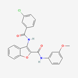 molecular formula C23H17ClN2O4 B2407752 3-(3-chlorobenzamido)-N-(3-methoxyphenyl)benzofuran-2-carboxamide CAS No. 887894-23-7