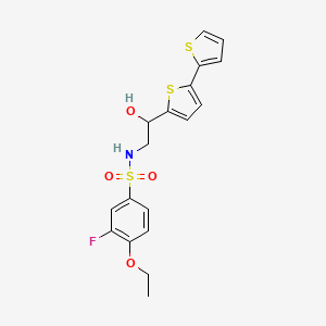 molecular formula C18H18FNO4S3 B2407759 2-{[2,2'-联噻吩]-5-基}-S-(4-乙氧基-3-氟苯基)-2-羟乙烷-1-磺酰胺 CAS No. 2097888-52-1