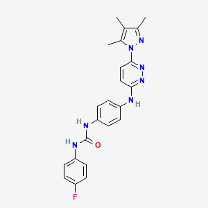 molecular formula C23H22FN7O B2407765 1-(4-氟苯基)-3-(4-((6-(3,4,5-三甲基-1H-吡唑-1-基)吡哒嗪-3-基)氨基)苯基)脲 CAS No. 1013836-31-1