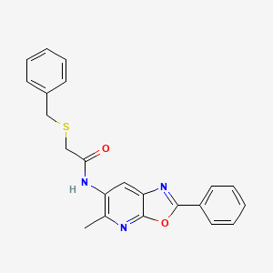 2-(benzylthio)-N-(5-methyl-2-phenyloxazolo[5,4-b]pyridin-6-yl)acetamide