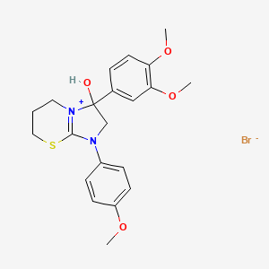 3-(3,4-dimethoxyphenyl)-3-hydroxy-1-(4-methoxyphenyl)-3,5,6,7-tetrahydro-2H-imidazo[2,1-b][1,3]thiazin-1-ium bromide