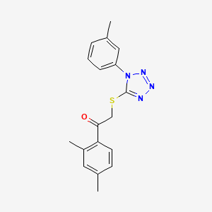 molecular formula C18H18N4OS B2407777 1-(2,4-dimethylphenyl)-2-((1-(m-tolyl)-1H-tetrazol-5-yl)thio)ethanone CAS No. 326014-69-1