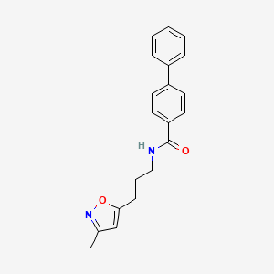 molecular formula C20H20N2O2 B2407784 N-(3-(3-メチルイソキサゾール-5-イル)プロピル)-[1,1'-ビフェニル]-4-カルボキサミド CAS No. 2034244-37-4