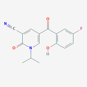 molecular formula C16H13FN2O3 B2407798 5-(5-Fluoro-2-hydroxybenzoyl)-2-oxo-1-(propan-2-yl)-1,2-dihydropyridine-3-carbonitrile CAS No. 743444-77-1