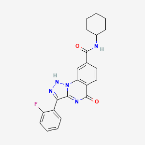 molecular formula C22H20FN5O2 B2407800 N-cyclohexyl-3-(2-fluorophenyl)-5-oxo-4,5-dihydro-[1,2,3]triazolo[1,5-a]quinazoline-8-carboxamide CAS No. 1031649-48-5