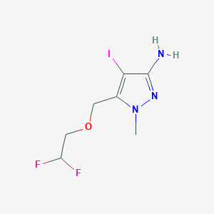 molecular formula C7H10F2IN3O B2407807 5-[(2,2-Difluoroethoxy)methyl]-4-iodo-1-methylpyrazole-3-ylamine CAS No. 1354705-87-5