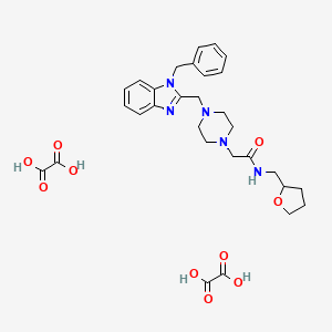 molecular formula C30H37N5O10 B2407820 2-(4-((1-benzyl-1H-benzo[d]imidazol-2-yl)methyl)piperazin-1-yl)-N-((tetrahydrofuran-2-yl)methyl)acetamide dioxalate CAS No. 1351651-25-6