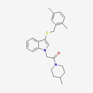 molecular formula C25H30N2OS B2407821 2-(3-((2,5-dimethylbenzyl)thio)-1H-indol-1-yl)-1-(4-methylpiperidin-1-yl)ethanone CAS No. 878055-18-6