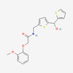 molecular formula C19H19NO4S2 B2407832 N-((5-(hydroxy(thiophen-2-yl)methyl)thiophen-2-yl)methyl)-2-(2-methoxyphenoxy)acetamide CAS No. 1421505-96-5