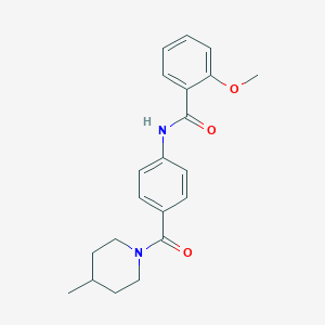 molecular formula C21H24N2O3 B240784 2-methoxy-N-{4-[(4-methyl-1-piperidinyl)carbonyl]phenyl}benzamide 