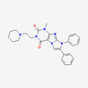 molecular formula C27H28N6O2 B2407842 1-甲基-7,8-二苯基-3-(2-哌啶基乙基)-1,3,5-三氢-4-咪唑并[1,2-h]嘌呤-2,4-二酮 CAS No. 887213-73-2