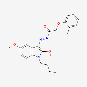 molecular formula C22H25N3O4 B2407846 (E)-N'-(1-丁基-5-甲氧基-2-氧代吲哚啉-3-亚烯基)-2-(邻甲苯氧基)乙酰肼 CAS No. 609786-20-1