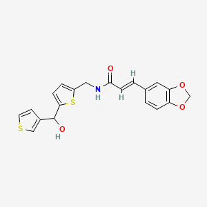 (E)-3-(benzo[d][1,3]dioxol-5-yl)-N-((5-(hydroxy(thiophen-3-yl)methyl)thiophen-2-yl)methyl)acrylamide